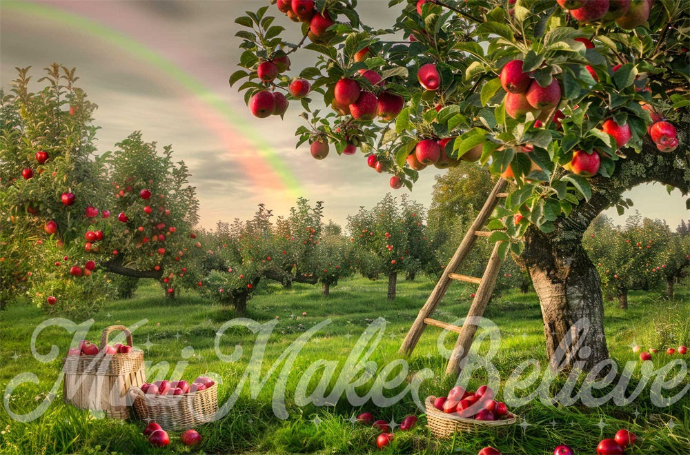 Kate Summer Rainbow Wooden Ladder Apple Orchard Backdrop Designed by Mini MakeBelieve -UK