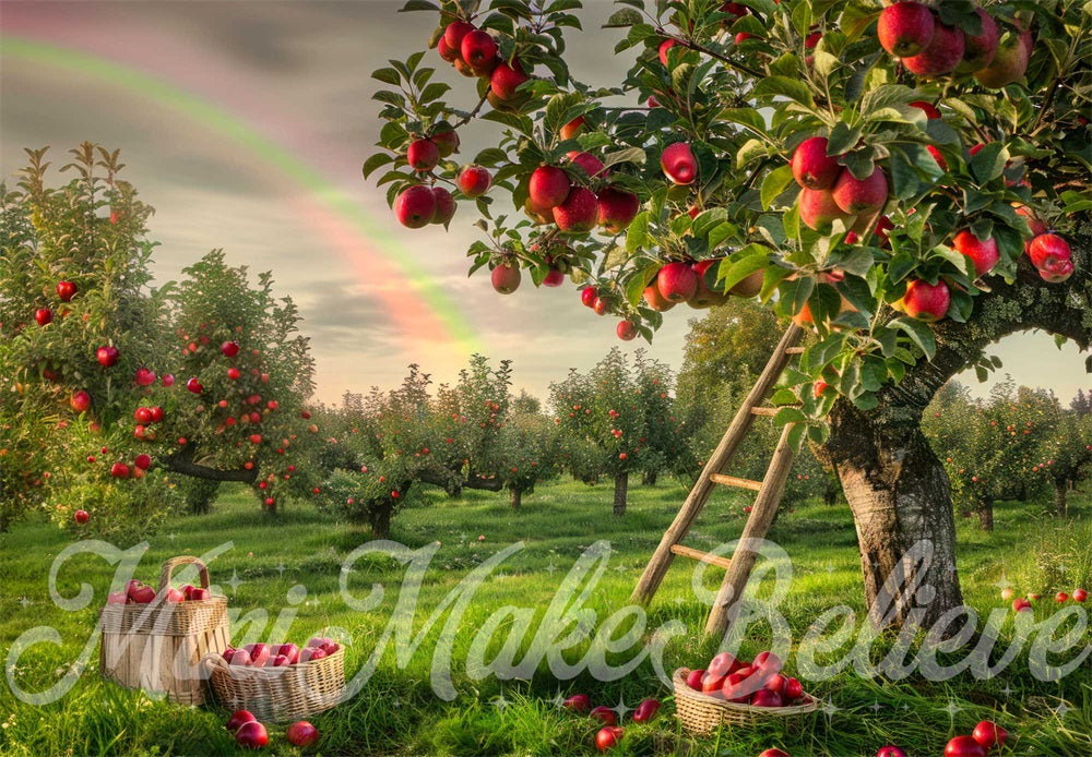 Kate Summer Rainbow Wooden Ladder Apple Orchard Backdrop Designed by Mini MakeBelieve