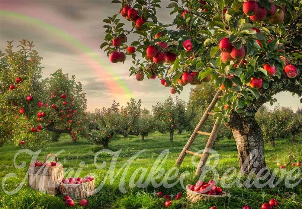 Kate Summer Rainbow Wooden Ladder Apple Orchard Backdrop Designed by Mini MakeBelieve -UK