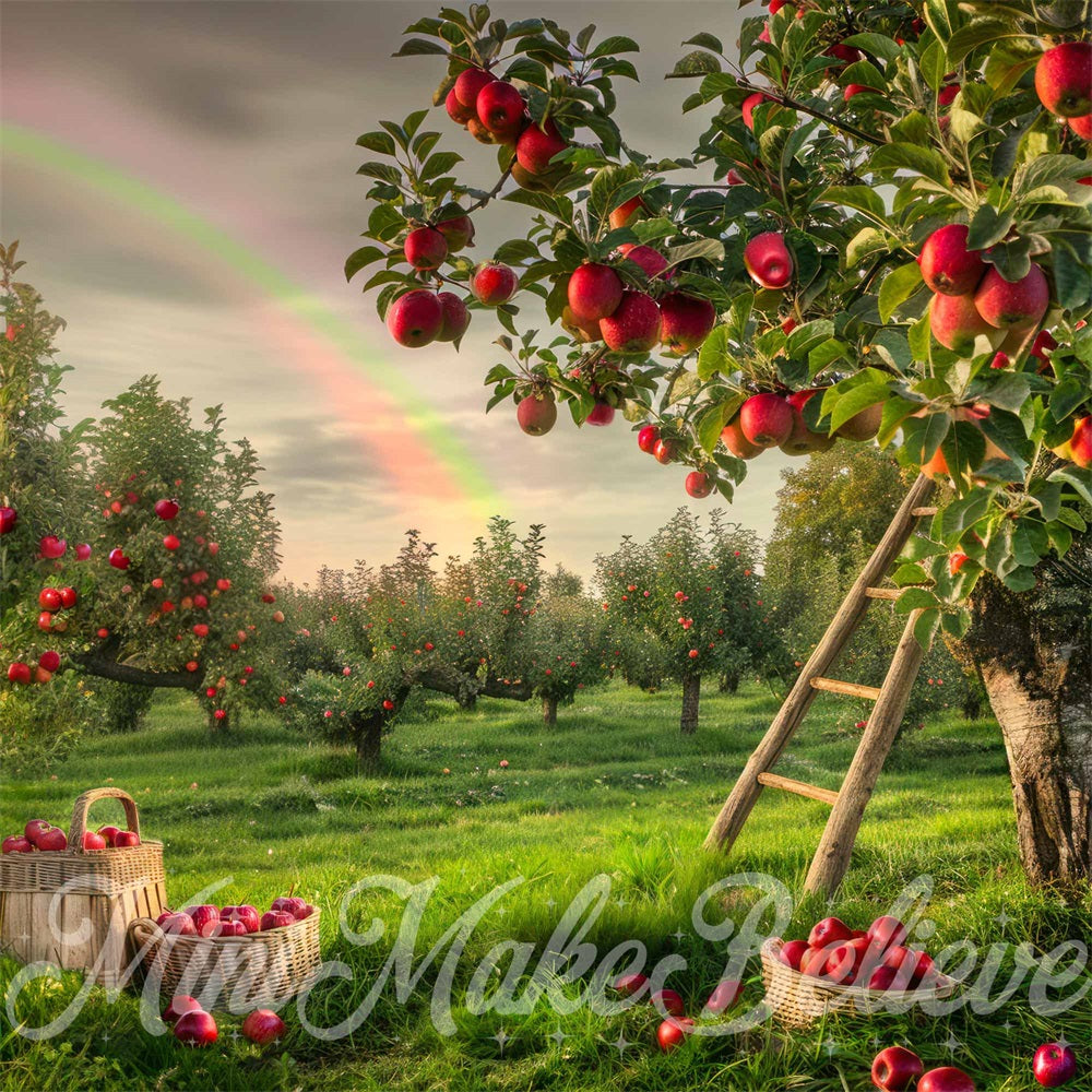 Kate Summer Rainbow Wooden Ladder Apple Orchard Backdrop Designed by Mini MakeBelieve -UK