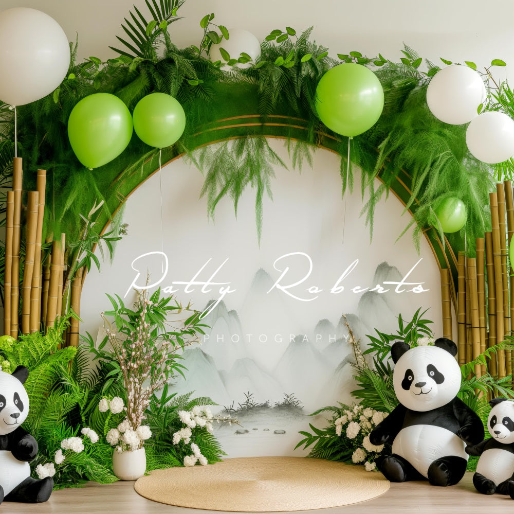 Kate Green Balloon Bamboo Arch Panda Backdrop Designed by Patty Robert -UK