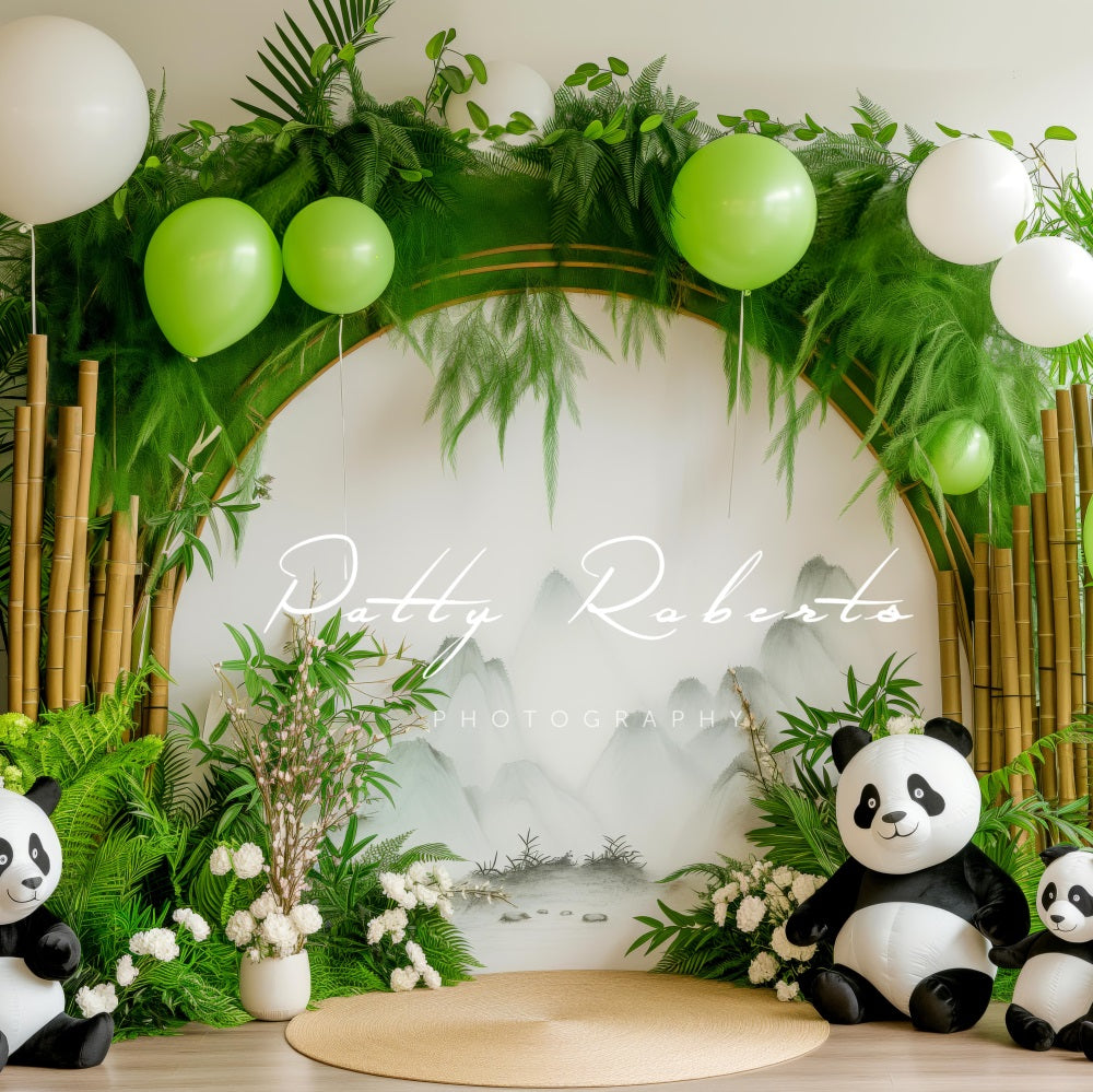 Kate Green Balloon Bamboo Arch Panda Backdrop Designed by Patty Robert