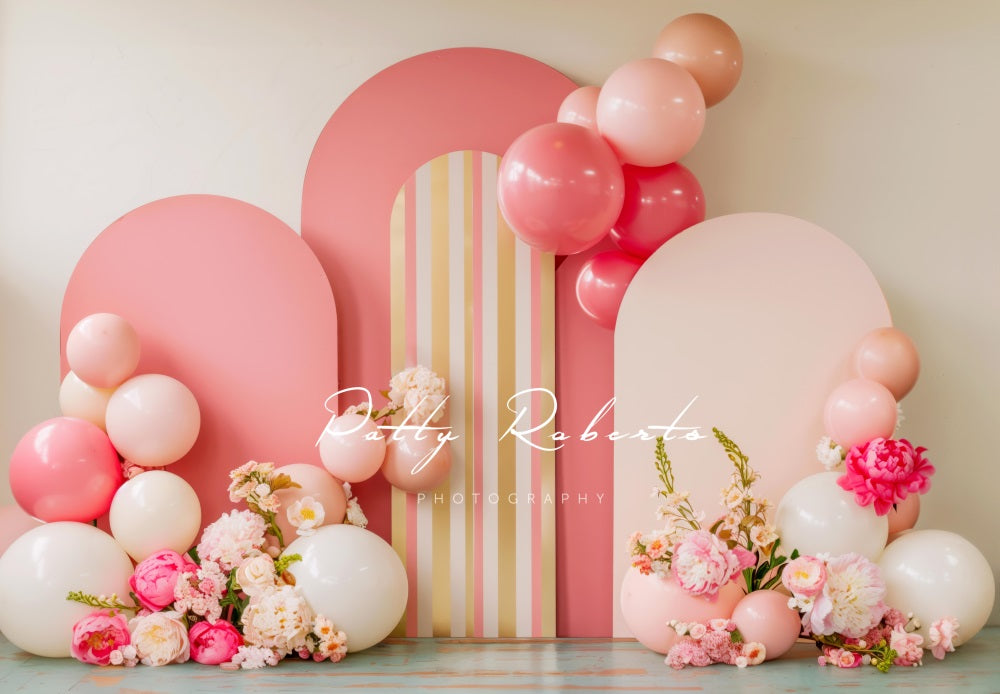 Kate Spring Pink Arch Flower Balloon Backdrop Designed by Patty Robert -UK