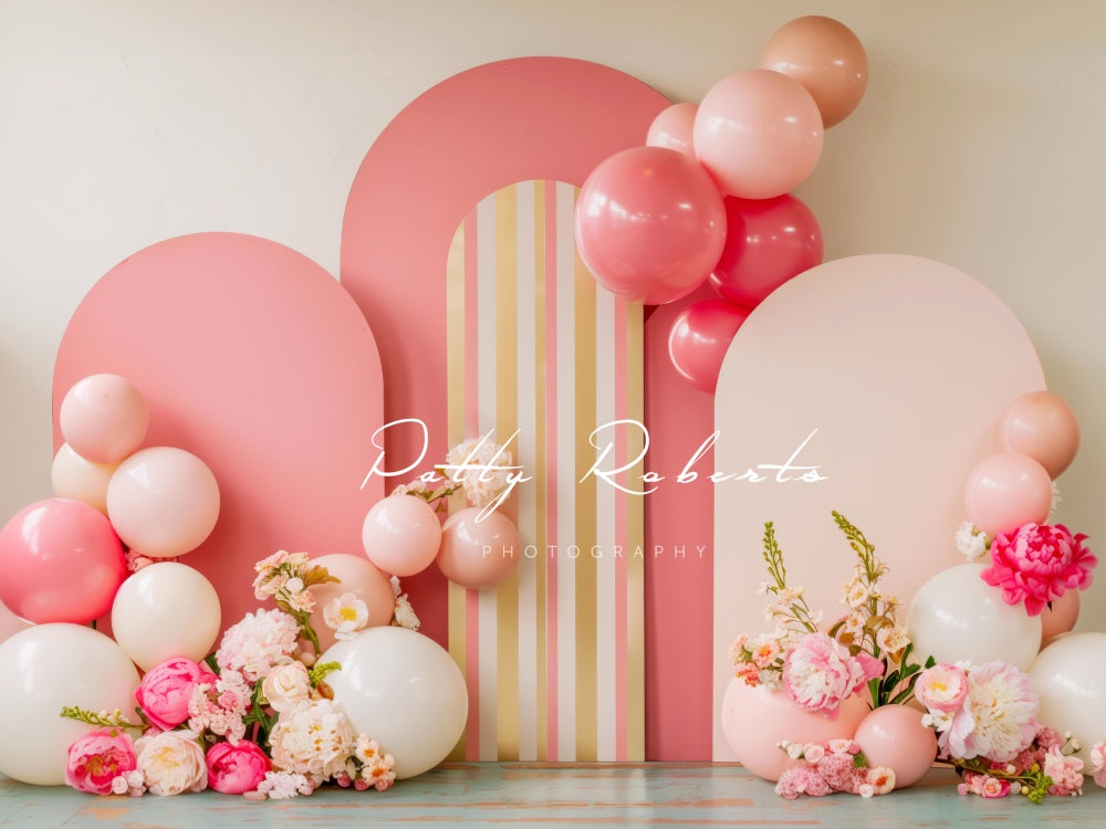 Kate Spring Pink Arch Flower Balloon Backdrop Designed by Patty Robert
