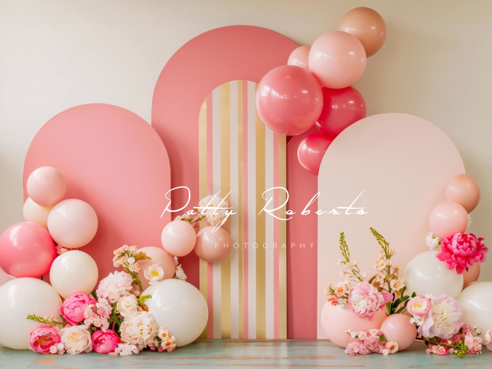 Kate Spring Pink Arch Flower Balloon Backdrop Designed by Patty Robert -UK