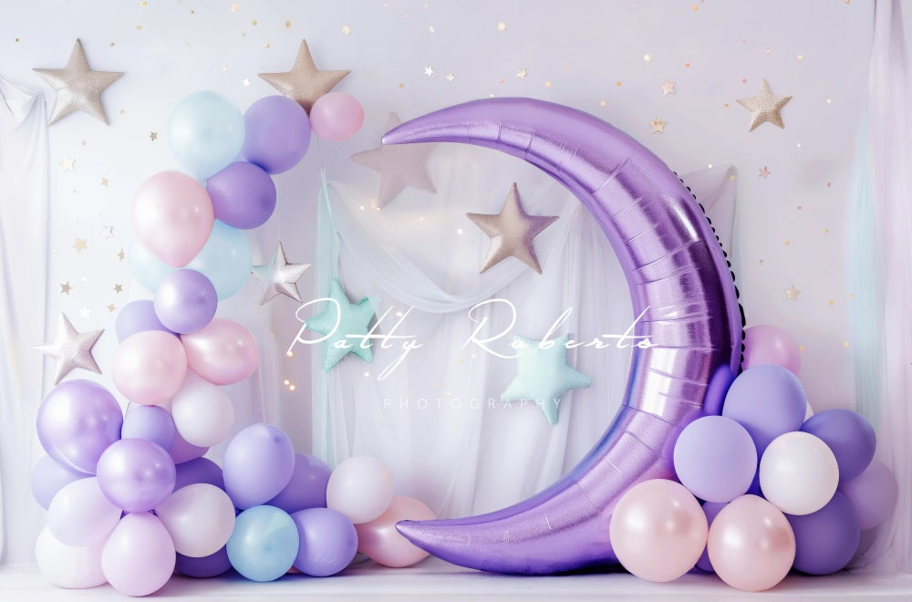 Kate Purple Moon Balloons Cake Smash Backdrop Designed by Patty Robert