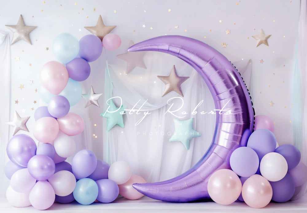 Kate Purple Moon Balloons Cake Smash Backdrop Designed by Patty Robert