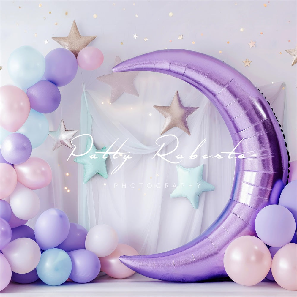 Kate Purple Moon Balloons Cake Smash Backdrop Designed by Patty Robert