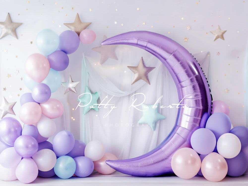 Kate Purple Moon Balloons Cake Smash Backdrop Designed by Patty Robert