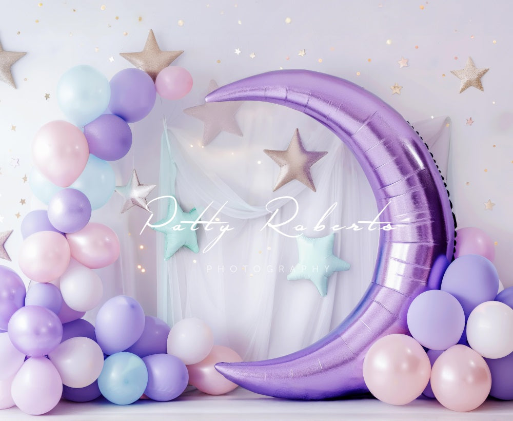 Kate Purple Moon Balloons Cake Smash Backdrop Designed by Patty Robert