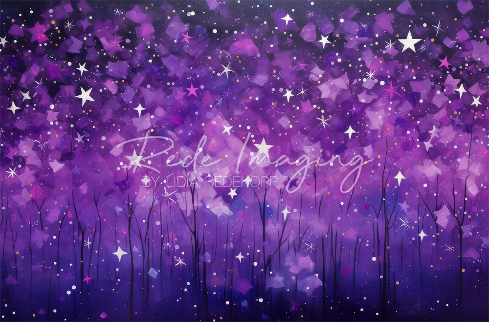 Kate Fine Art Dark Purple Bokeh Sparkling Star Backdrop Designed by Lidia Redekopp