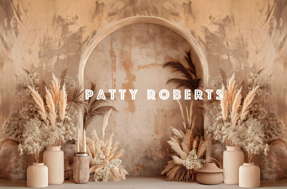 Kate Vintage Boho Dark Beige Arched Wall Backdrop Designed by Patty Robert