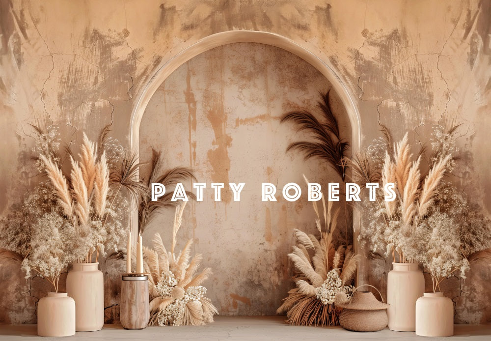 Kate Vintage Boho Dark Beige Arched Wall Backdrop Designed by Patty Robert -UK