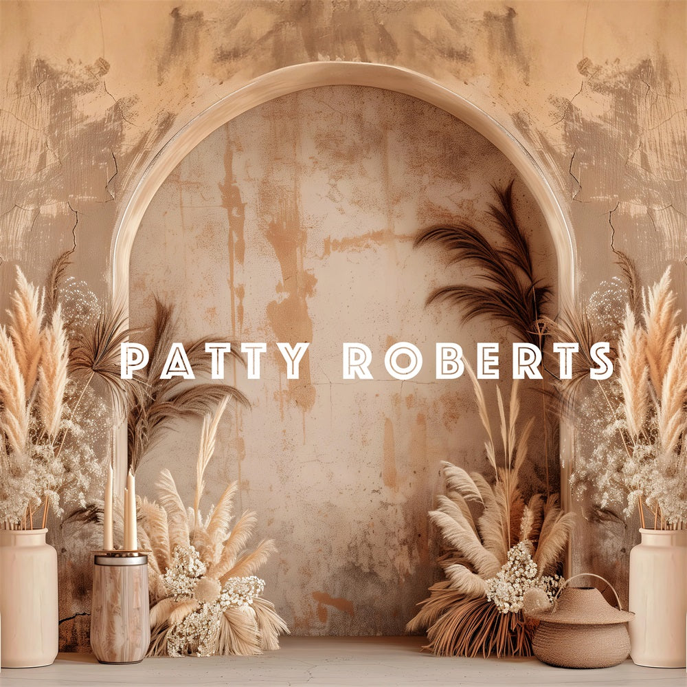Kate Vintage Boho Dark Beige Arched Wall Backdrop Designed by Patty Robert