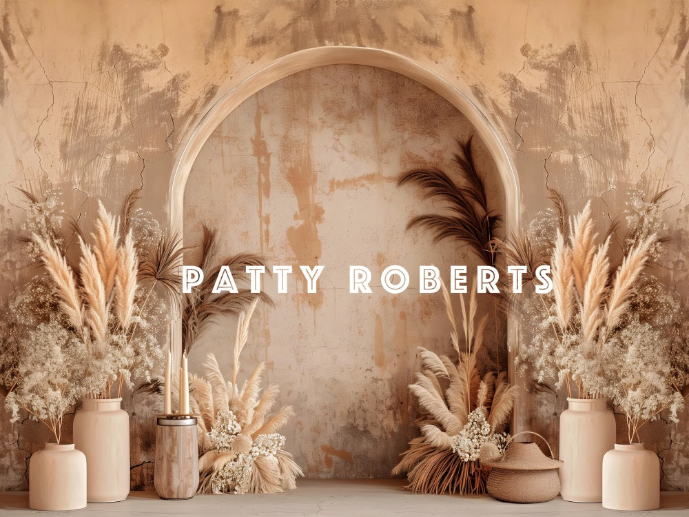 Kate Vintage Boho Dark Beige Arched Wall Backdrop Designed by Patty Robert