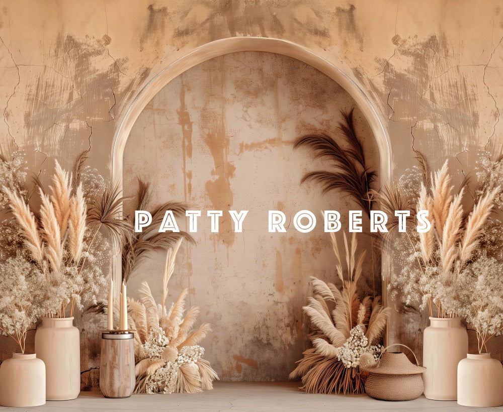 Kate Vintage Boho Dark Beige Arched Wall Backdrop Designed by Patty Robert