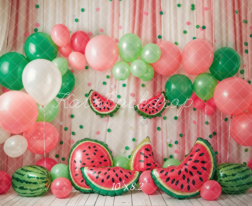 Kate Summer Watermelon Balloons Curtain Backdrop Designed by Emetselch