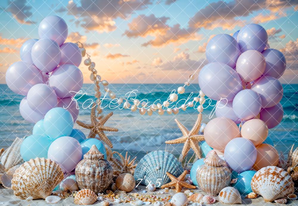 Kate Summer Sea Beach Balloon Mermaid Backdrop Designed by Chain Photography