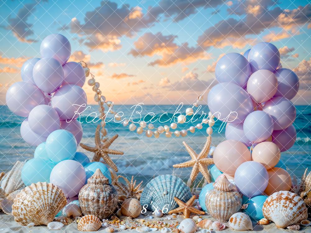Kate Summer Sea Beach Balloon Mermaid Backdrop Designed by Chain Photography