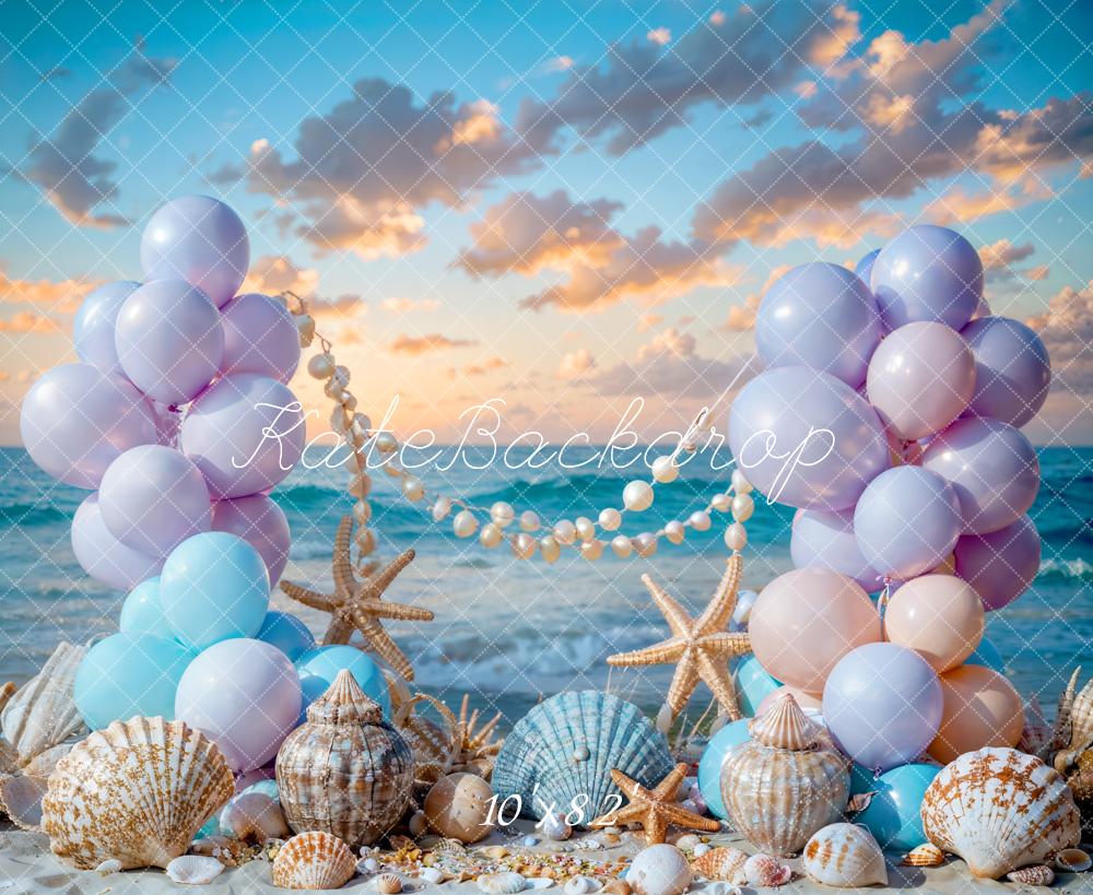 Kate Summer Sea Beach Balloon Mermaid Backdrop Designed by Chain Photography