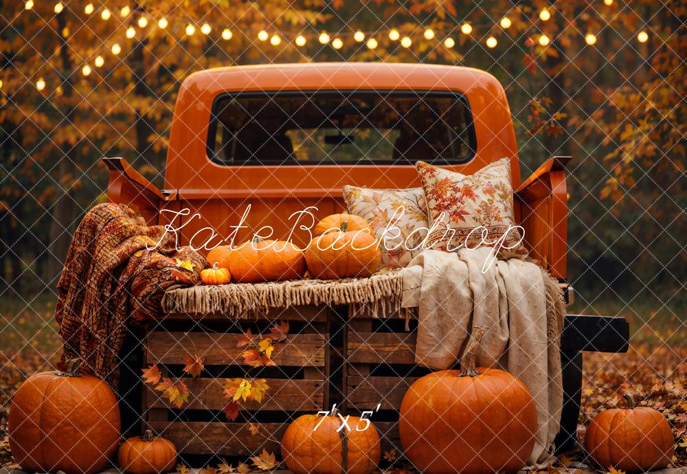 On Sale Kate Autumn Forest Maple Leaf Pumpkin Truck Backdrop Designed by Emetselch -UK