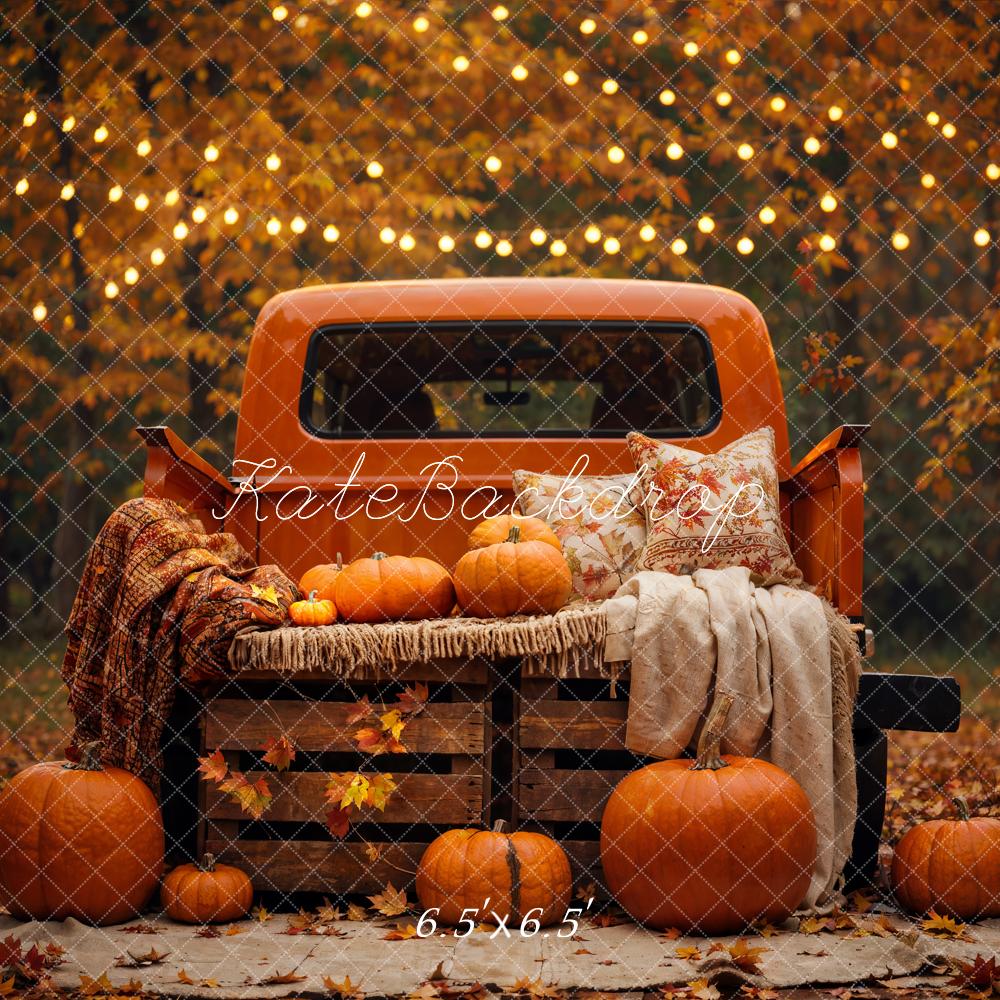 On Sale Kate Autumn Forest Maple Leaf Pumpkin Truck Backdrop Designed by Emetselch -UK