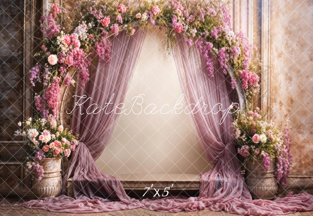 Kate Fine Art Flower Purple Curtain Arched Wall Backdrop Designed by Emetselch