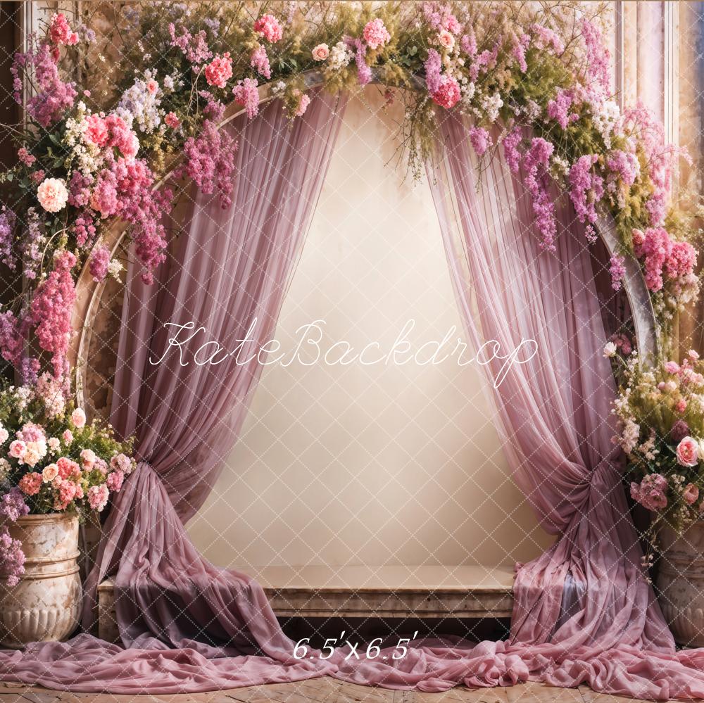 Kate Fine Art Flower Purple Curtain Arched Wall Backdrop Designed by Emetselch