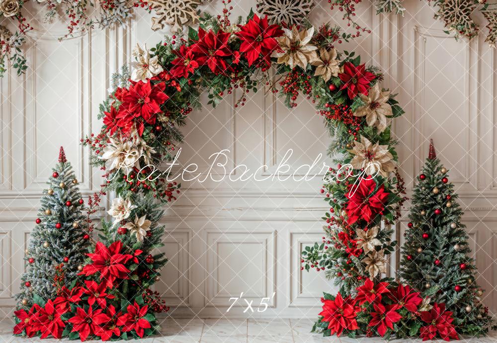 Kate Christmas Flower Arch White Retro Wall Backdrop Designed by Emetselch