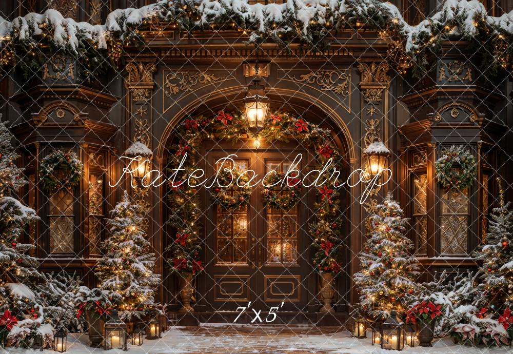 Kate Winter Christmas Brown Vintage Arched Door Backdrop Designed by Chain Photography -UK