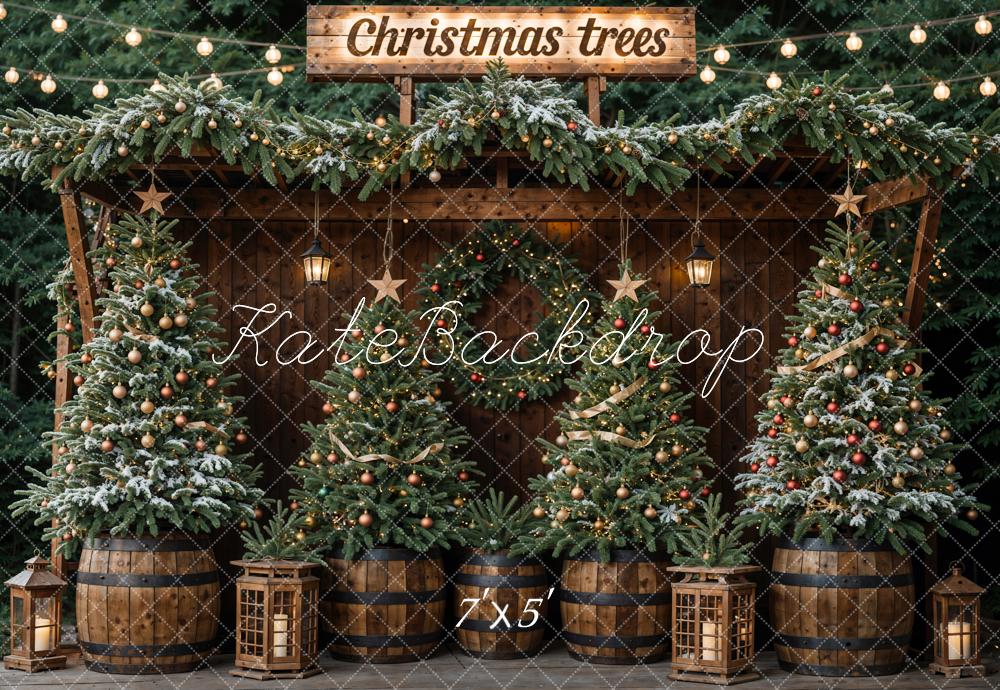 Kate Winter Dark Green Christmas Tree Forest Backdrop Designed by Emetselch -UK