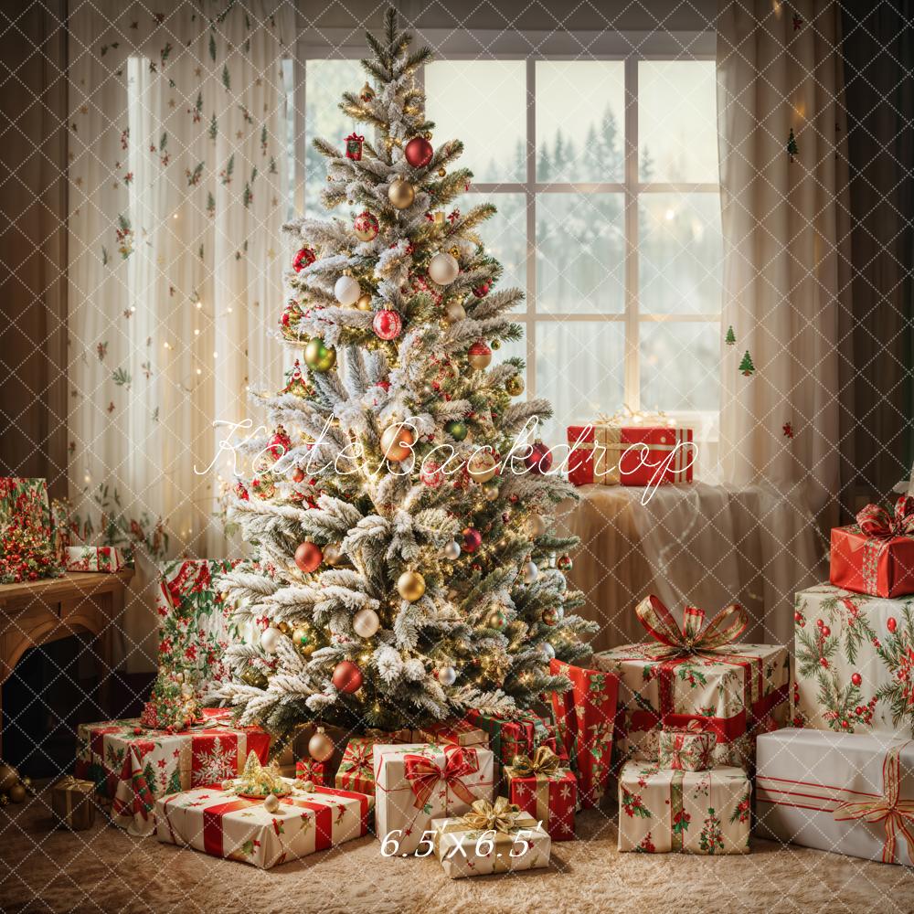 Kate Christmas Tree White Curtain Gifts Backdrop Designed by Emetselch -UK