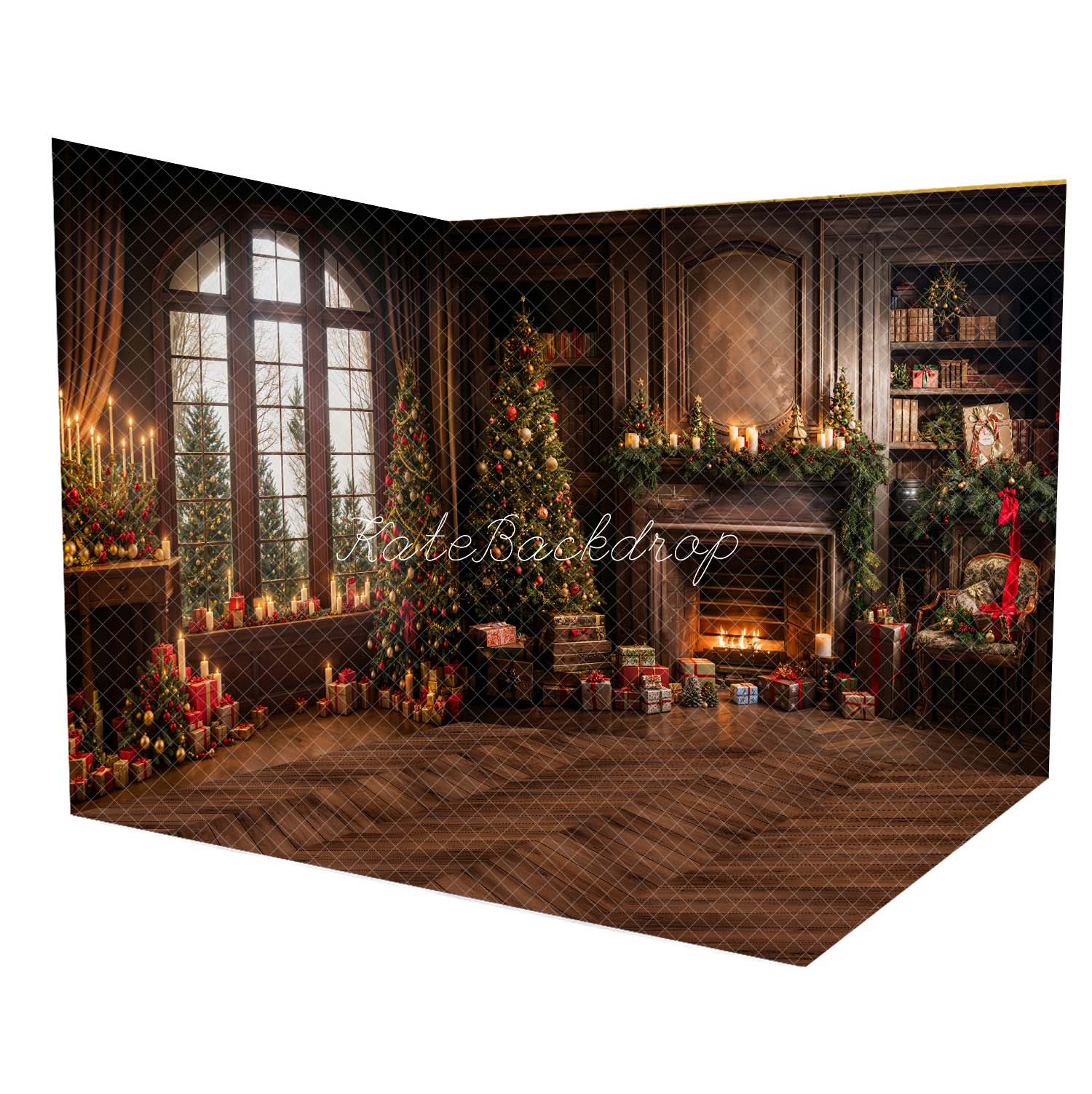 Kate Winter Christmas Dark Brown Wooden Arch Window Room Set