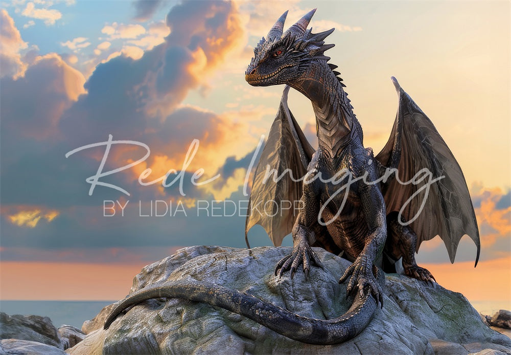 Kate Fantasy Fairy Tale Black Magic Dragon Backdrop Designed by Lidia Redekopp -UK