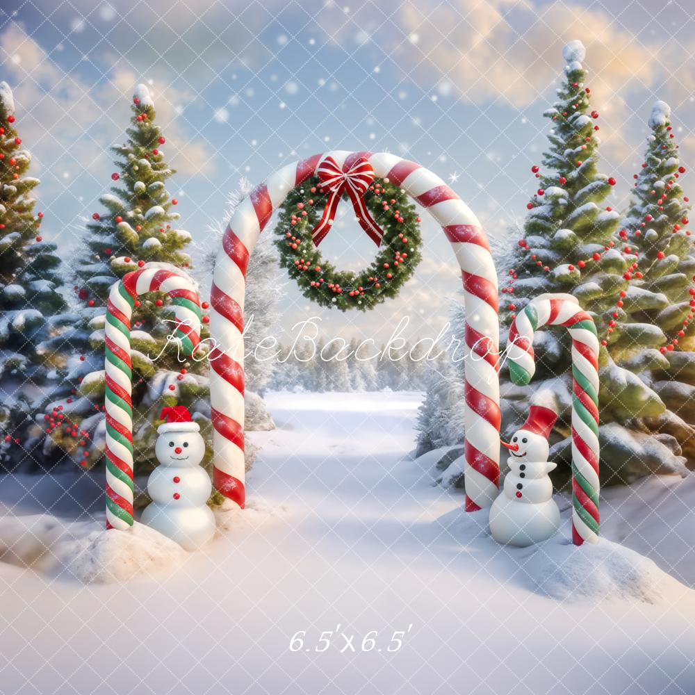Kate Christmas Tree Snowman Candy Arch Backdrop Designed by Chain Photography -UK