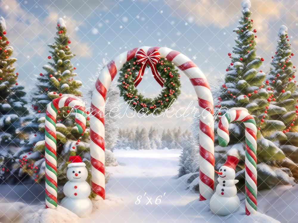 Kate Christmas Tree Snowman Candy Arch Backdrop Designed by Chain Photography -UK