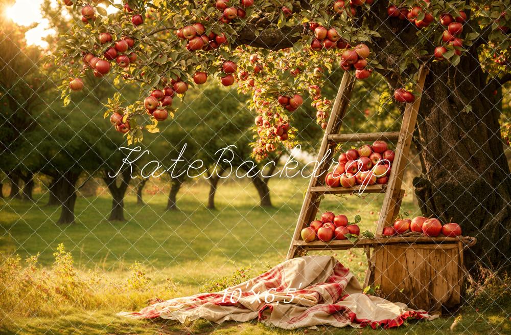 Kate Autumn Forest Red Apple Orchard Backdrop Designed by Emetselch -UK