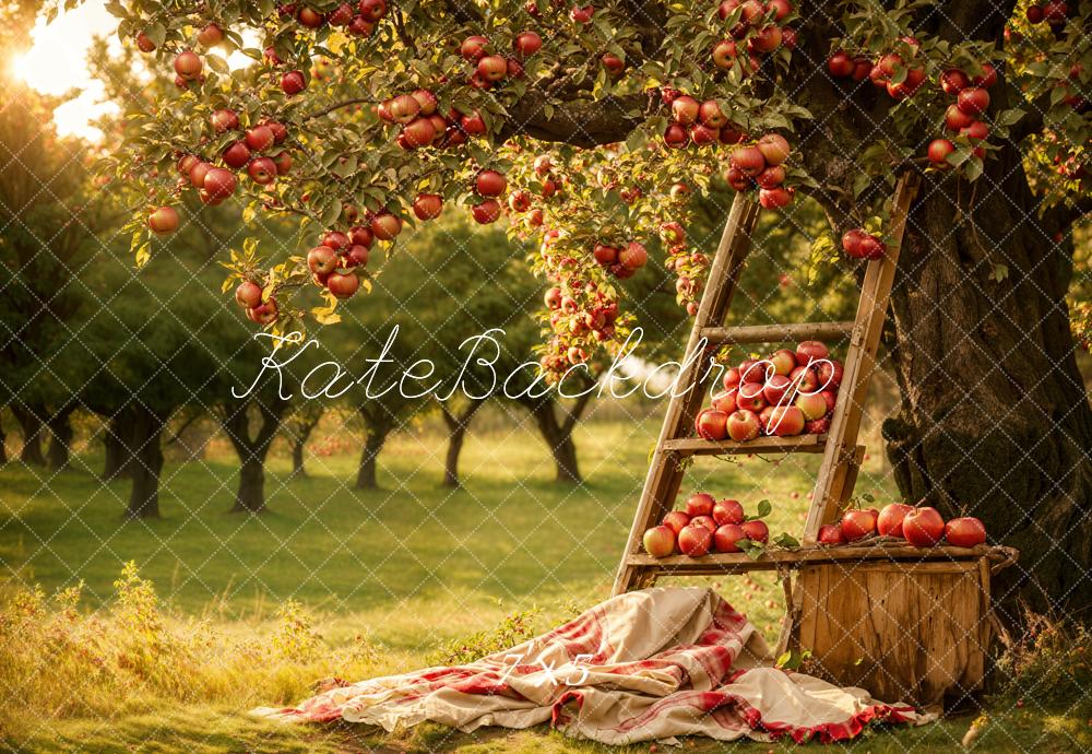 Kate Autumn Forest Red Apple Orchard Backdrop Designed by Emetselch -UK
