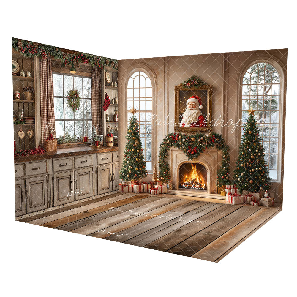 Lightning Deals Kate Christmas Tree Fireplace Santa Claus Window Room Set -UK
