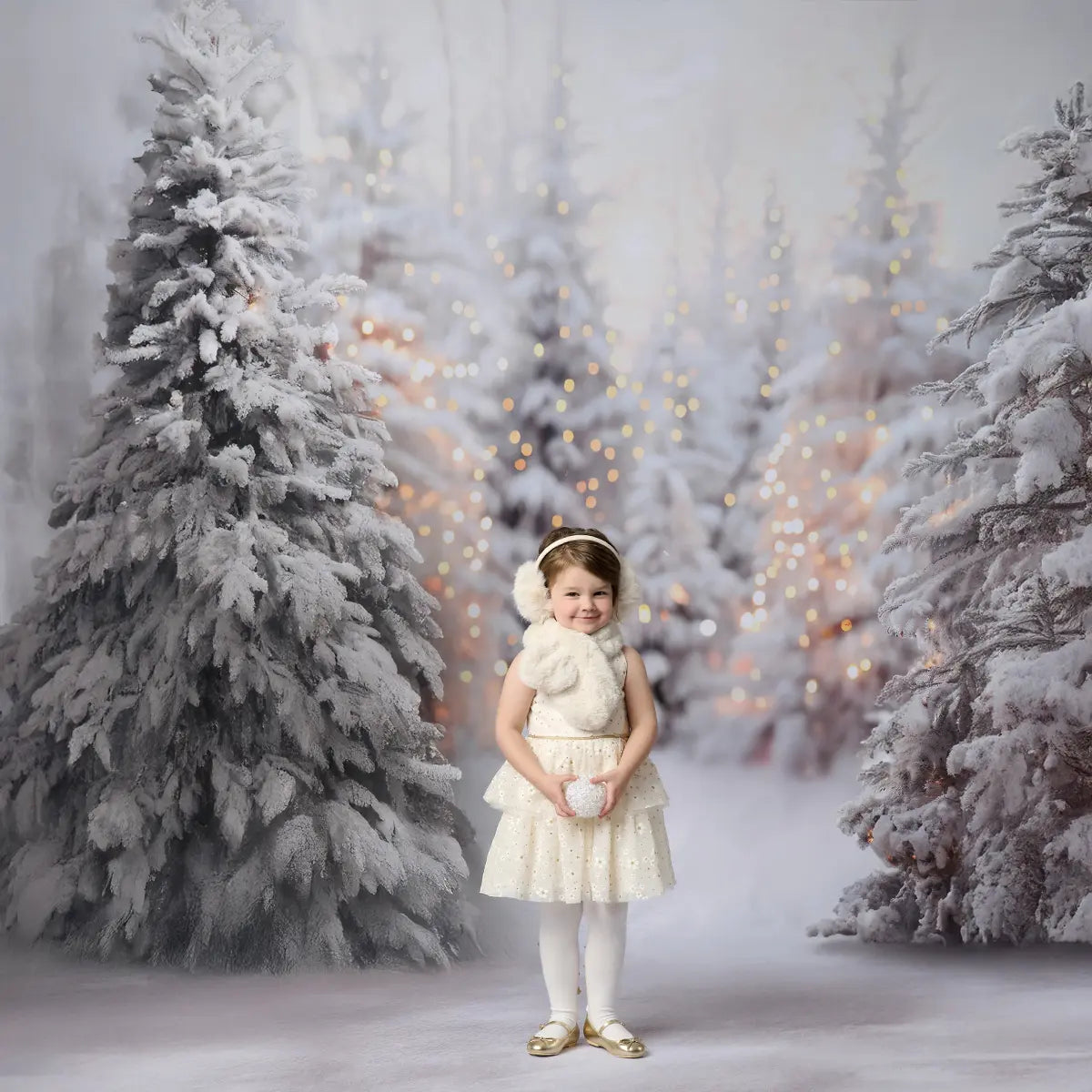 On Sale Kate Christmas Snowy White Forest Fence Backdrop Designed by Emetselch