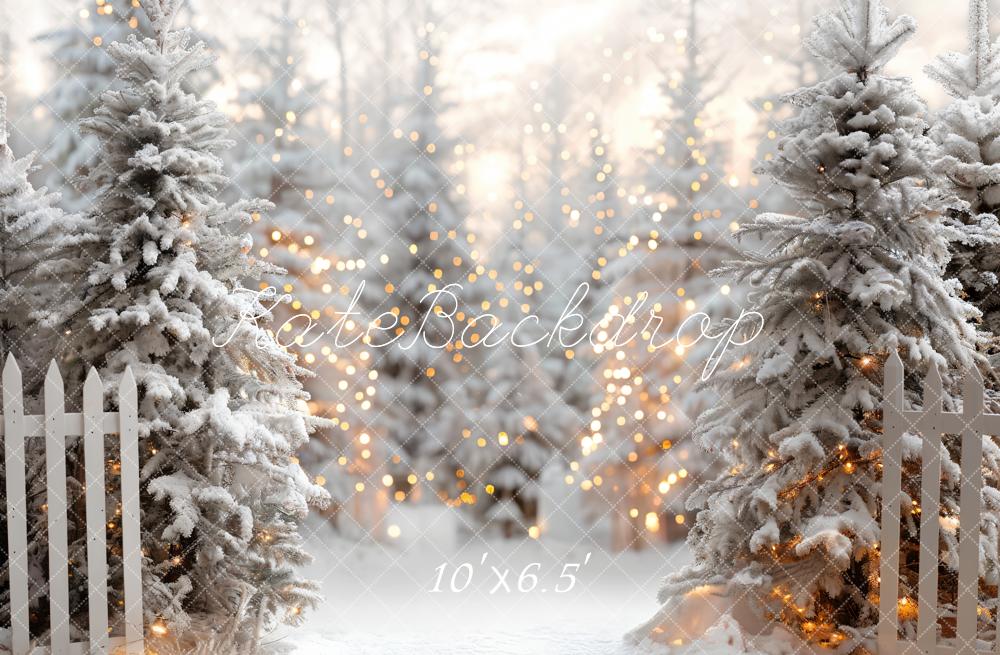 On Sale Kate Christmas Snowy White Forest Fence Backdrop Designed by Emetselch