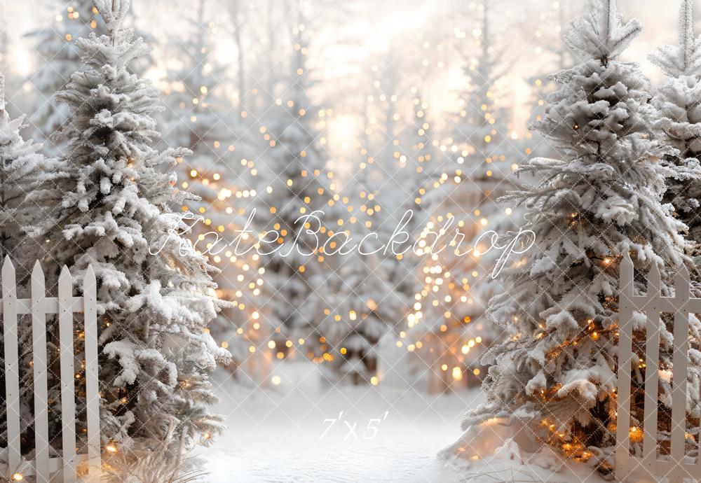 On Sale Kate Christmas Snowy White Forest Fence Backdrop Designed by Emetselch