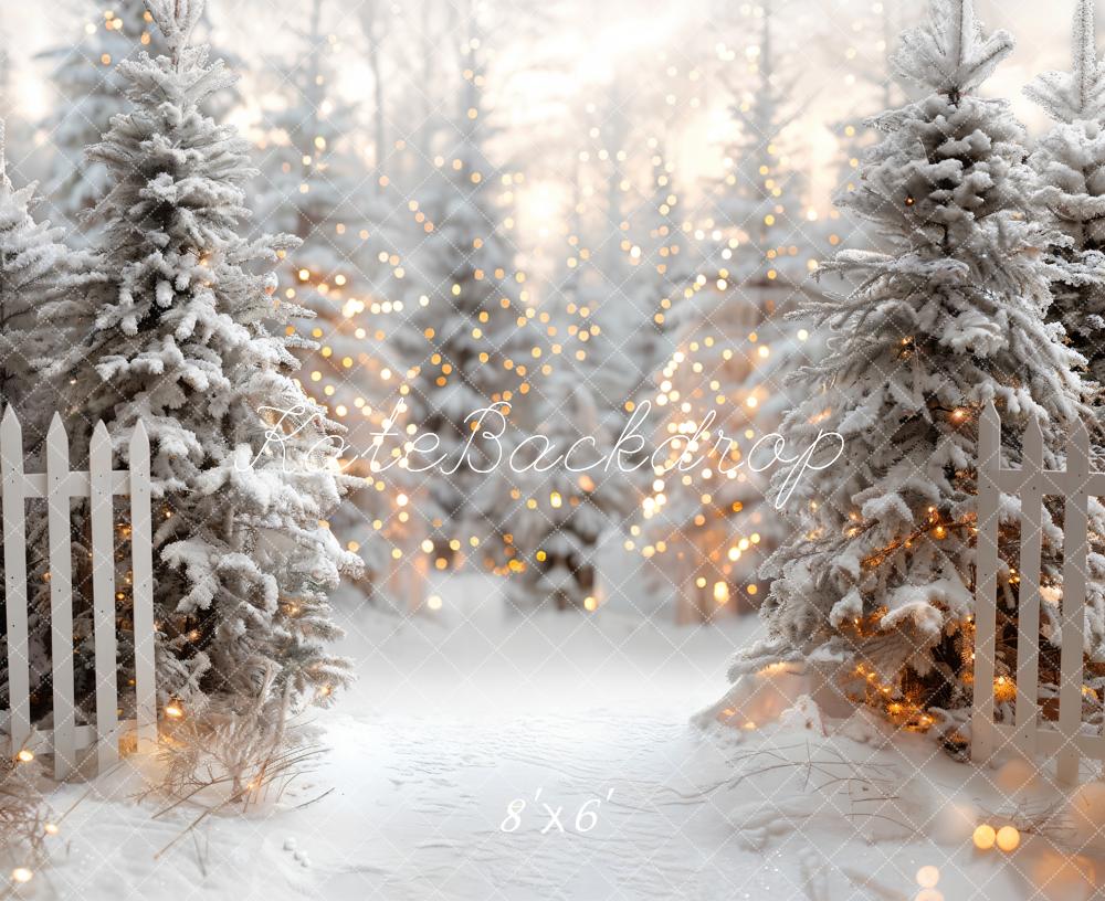 On Sale Kate Christmas Snowy White Forest Fence Backdrop Designed by Emetselch