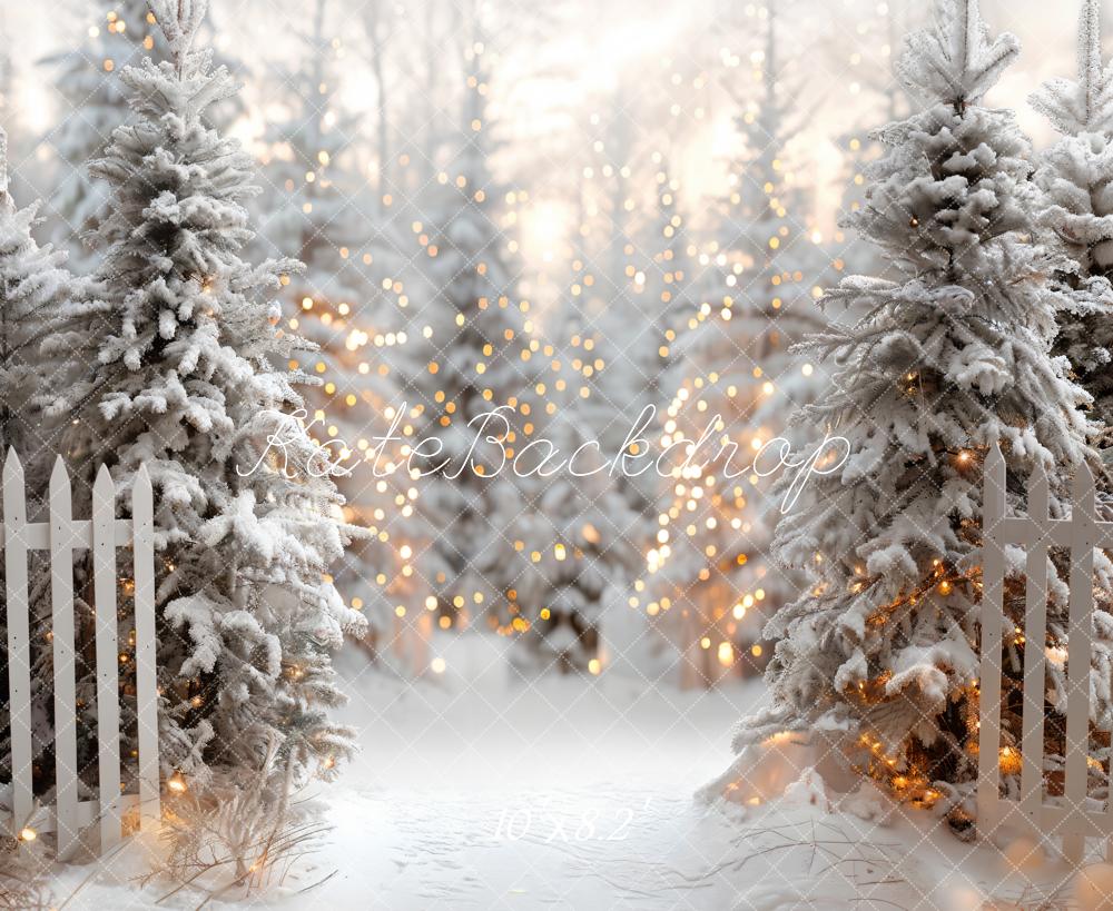 On Sale Kate Christmas Snowy White Forest Fence Backdrop Designed by Emetselch