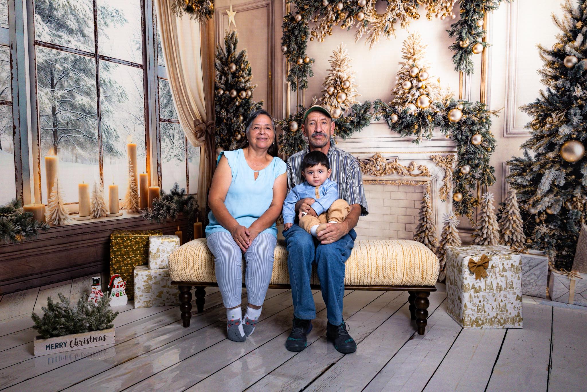 Kate Winter Christmas White Curtain Window Room Set -UK