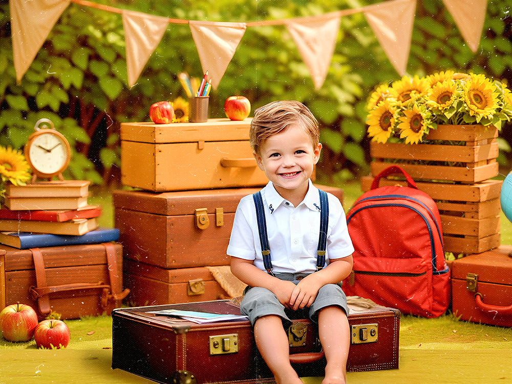 Kate Back to School/Graduation Sunflower Globe Backdrop Designed by Emetselch -UK