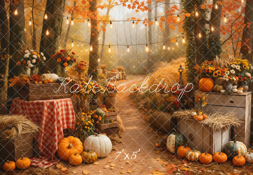 Lightning Deals Kate Pumpkin Maple Forest Path Backdrop Designed by Emetselch -UK