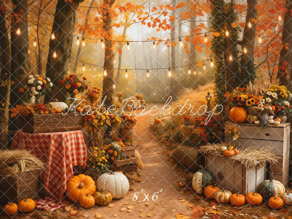 Lightning Deals Kate Pumpkin Maple Forest Path Backdrop Designed by Emetselch -UK
