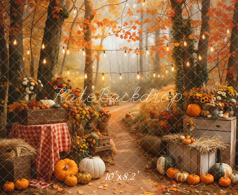 Lightning Deals Kate Pumpkin Maple Forest Path Backdrop Designed by Emetselch -UK