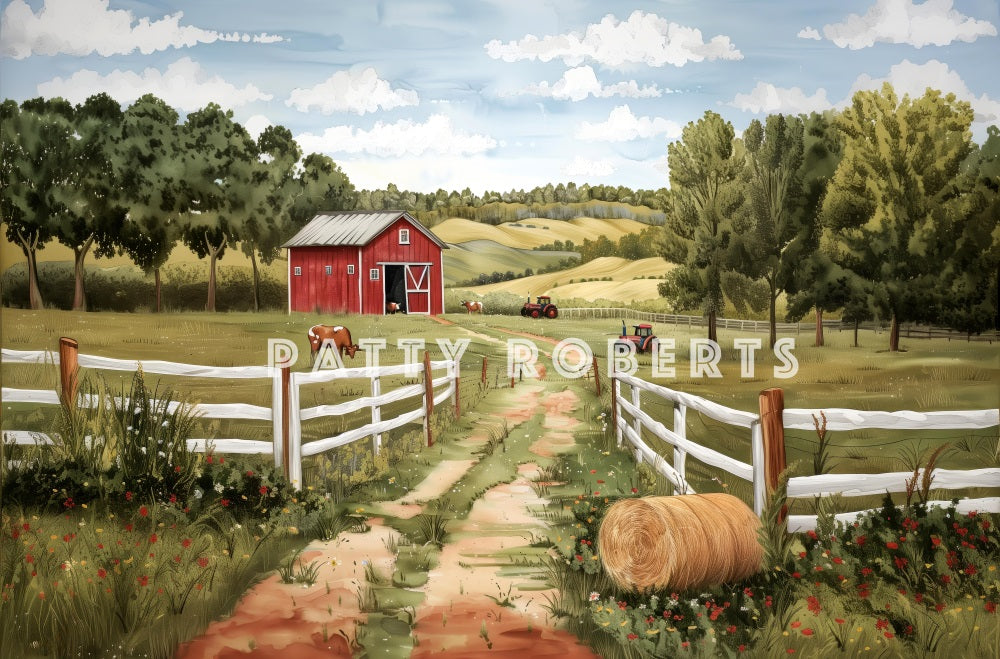 Kate Outdoor Forest Farm Red House Backdrop Designed by Patty Robert -UK